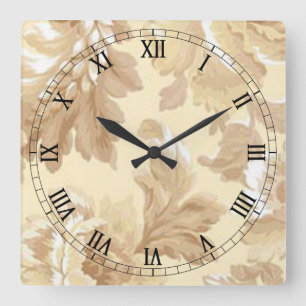 Horloge Carrée Elegant Leaf Square Roman Numerals Clock