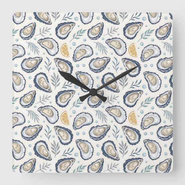 Horloge Carrée Elegant Marine Oysters (Recto)