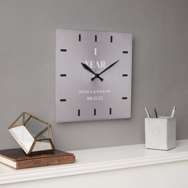 Horloge Carrée Élégant Moderne Simple Mariage Anniversaire Gardie (Bureau)