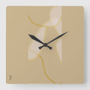 Horloge Carrée Elégant motif Abstrait doré beige