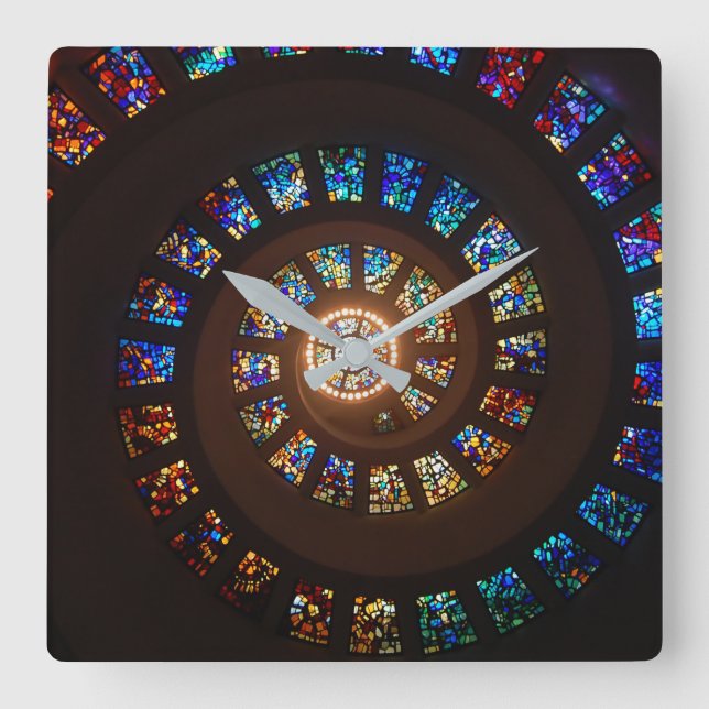 Horloge Carrée Élégant Motif de torsion en verre noir (Recto)