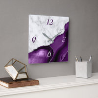 Elegant Purple Agate Silver Glitter Marble
