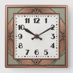 Horloge Carrée Élégant rose Art Déco