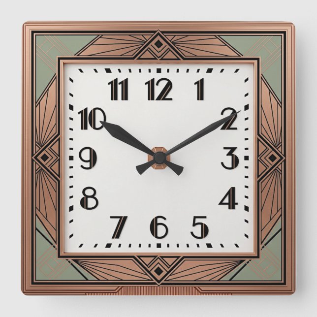 Horloge Carrée Élégant rose Art Déco (Recto)