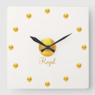 Horloge Carrée Élégant Royal Doré