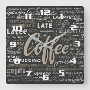 Horloge Carrée Élégant temps moderne café belle cuisine