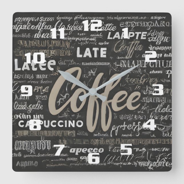 Horloge Carrée Élégant temps moderne café belle cuisine (Recto)