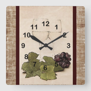 Horloge Carrée élégant winegable witgrape clock