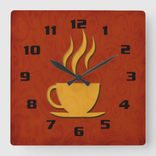 Horloge Carrée Élégante et élégante cuisine de café