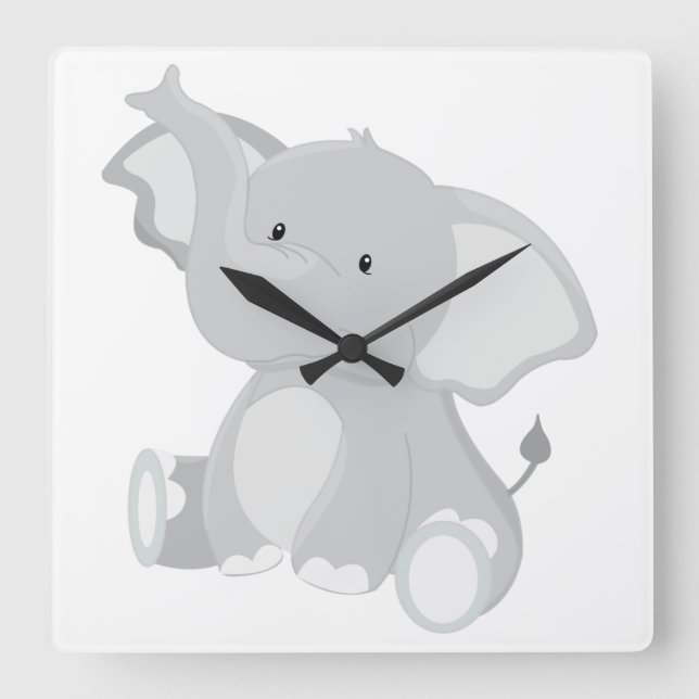 Horloge Carrée Elephant Cutie (Recto)