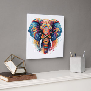 Horloge Carrée Eléphant de style bohémien