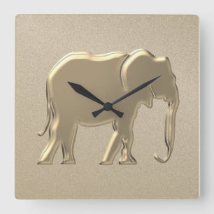 Horloge Carrée Elephant or