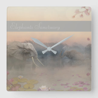 Horloge Carrée Elephants sanctuary