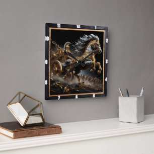 Horloge Carrée Ember Chariot : La nuit noire