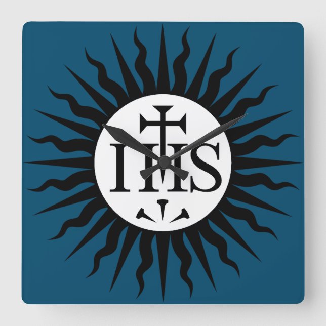 Horloge Carrée Emblème de la Compagnie de Jésus Monogramme (Recto)