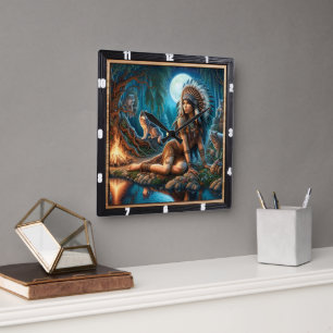 Horloge Carrée Embrassage autochtone : Pierres sacrées Calme mati