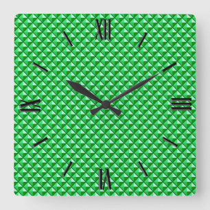 Horloge Carrée Emerald green, enamel look, étudiant ded grid