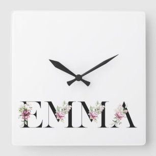 Horloge Carrée Emma. Noms féminins.