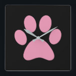 Horloge Carrée Empreinte de patte<br><div class="desc">Amusant design Empreinte de patte pour amoureux des animaux!</div>