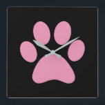 Horloge Carrée Empreinte de patte<br><div class="desc">Amusant design Empreinte de patte pour amoureux des animaux!</div>