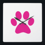 Horloge Carrée Empreinte de patte<br><div class="desc">Paw,  print,  chien,  chat,  animal de compagnie,  chiot,  chaton,  sympathie,  gardien,  souvenir</div>