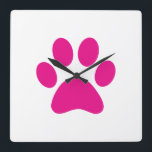 Horloge Carrée Empreinte de patte<br><div class="desc">Paw,  print,  chien,  chat,  animal de compagnie,  chiot,  chaton,  sympathie,  gardien,  souvenir</div>
