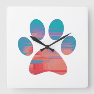 Horloge Carrée Empreinte de patte