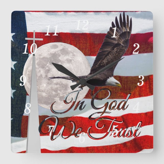 Horloge Carrée En Dieu, Nous Avons Confiance À L'Horloge Mur (Recto)