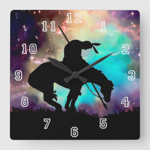 Horloge Carrée End of The Trail Silhouette Wall Clock