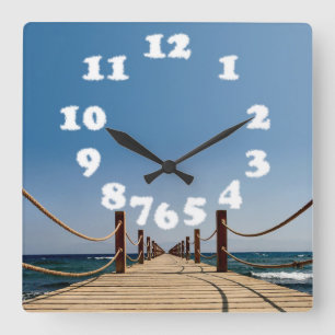 Horloge Carrée Endless Path Holiday Clouds - Wall Design Clock