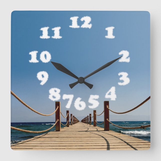 Horloge Carrée Endless Path Holiday Clouds - Wall Design Clock (Recto)