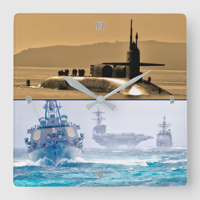 HORLOGE CARRÉE ÉNERGIE MARITIME AMÉRICAINE (Recto)