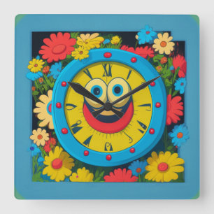Horloge Carrée Enfants heureux