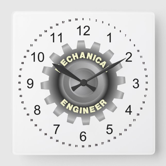 Horloge Carrée Engin mécanique Gray (Recto)