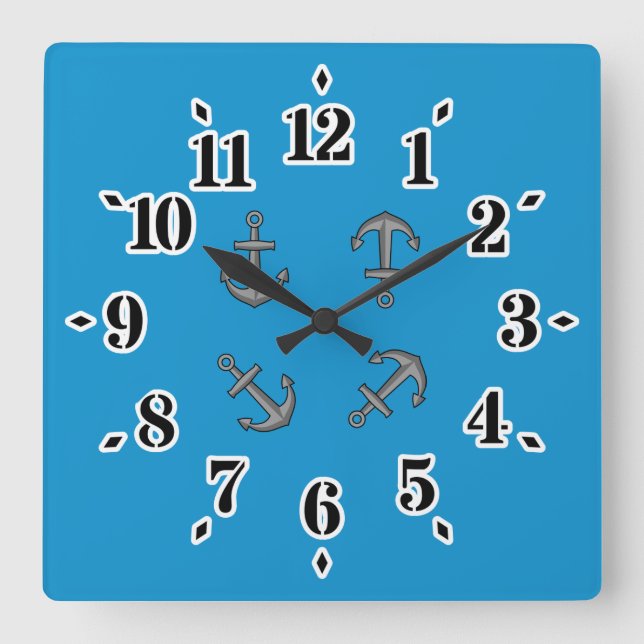 Horloge Carrée Ensemble d'Ancres pour bateaux à cartons (Recto)