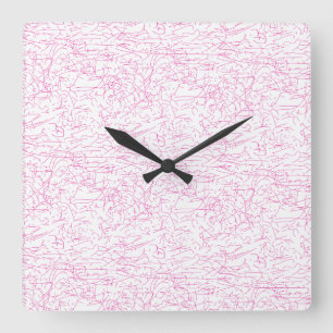 Horloge Carrée Ensemble de dossiers abstraits roses pour le burea
