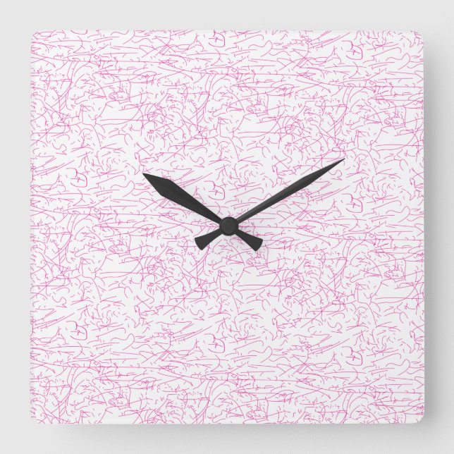 Horloge Carrée Ensemble de dossiers abstraits roses pour le burea (Recto)