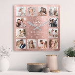 Horloge Carrée Ensemble, Nous Avons Tout Citer Famille Photo<br><div class="desc">Créez facilement votre propre horloge murale en or métallique rose personnalisé avec vos photos personnalisées. Le design comporte également une belle citation manuscrite : "Ensemble nous avons tout". Pour obtenir de meilleurs résultats, recadrez les images vers le carré - avec le point de mire au centre - avant de les...</div>