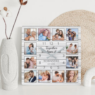Horloge Carrée Ensemble Nous Avons Tout Citer Famille Photo Blanc