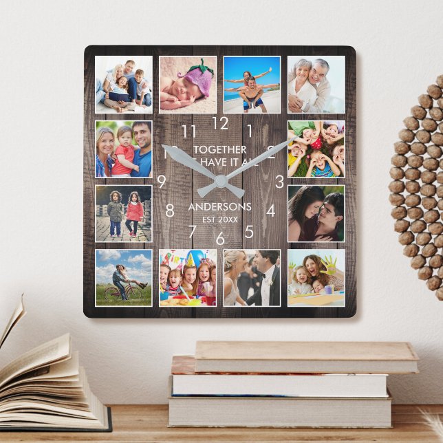 Horloge Carrée Ensemble, Nous Avons Tout Personnalisé Photo Bois  (Créateur téléchargé)