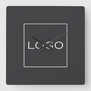 Horloge Carrée Entreprise Grand Logo Thunder Charcoal