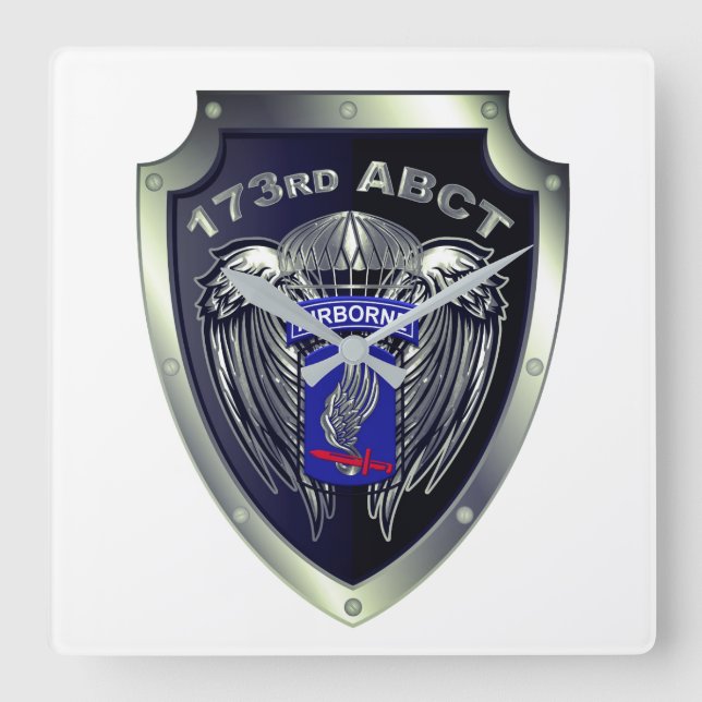 Horloge Carrée Équipe de combat de la 173e brigade aéroportée uni (Recto)