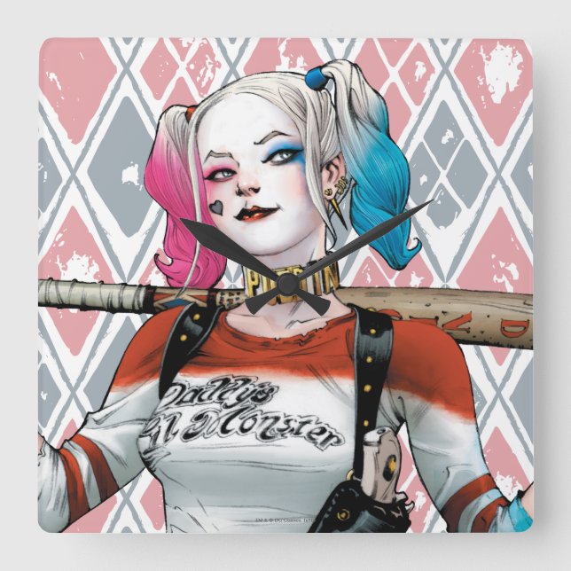 Horloge Carrée Équipe de suicide | Harley Quinn (Recto)