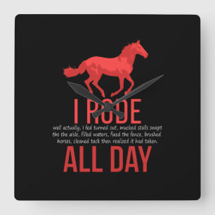 Horloge Carrée Équitation - Cheval Ride Cadeau