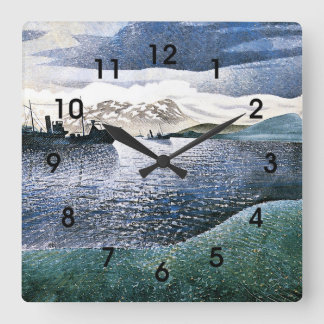 Horloge Carrée Eric Ravilious - Norvège, art du réalisme magique