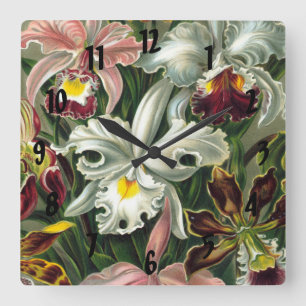 Horloge Carrée Ernst Haeckel Art Imprimer: Orchidae Oncidiums, tu