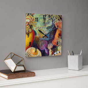 Horloge Carrée Ernst Haeckel Sea Anemones Marine : Actiniae