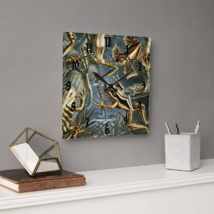 Horloge Carrée Ernst Haeckel variété de grenouilles exotiques : B