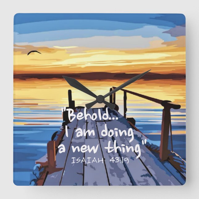 Horloge Carrée Esaïe 43:19 Bible Verse Art (Recto)