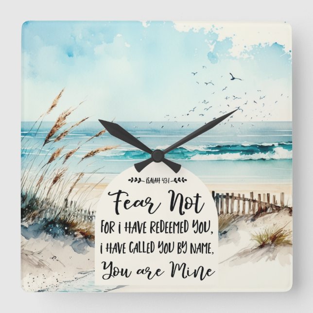 Horloge Carrée Esaïe 43:1 Ne crains pas pour moi vous ai racheté  (Recto)